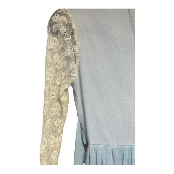 VTG Gunne Sax Blue Maxi Dress Lace Sleeves Prairie Cottagecore 1977 IMPER… - Picture 3 of 16